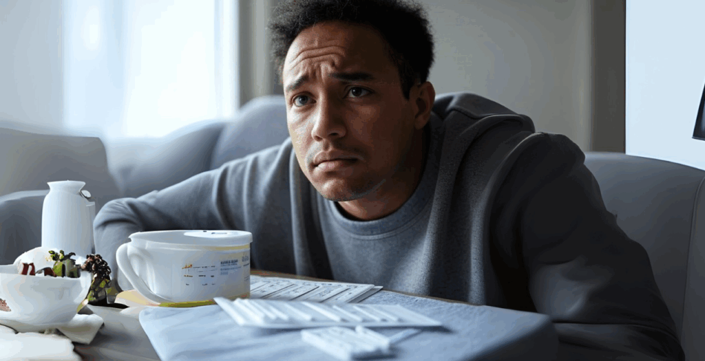 Hombre con examenes medicos