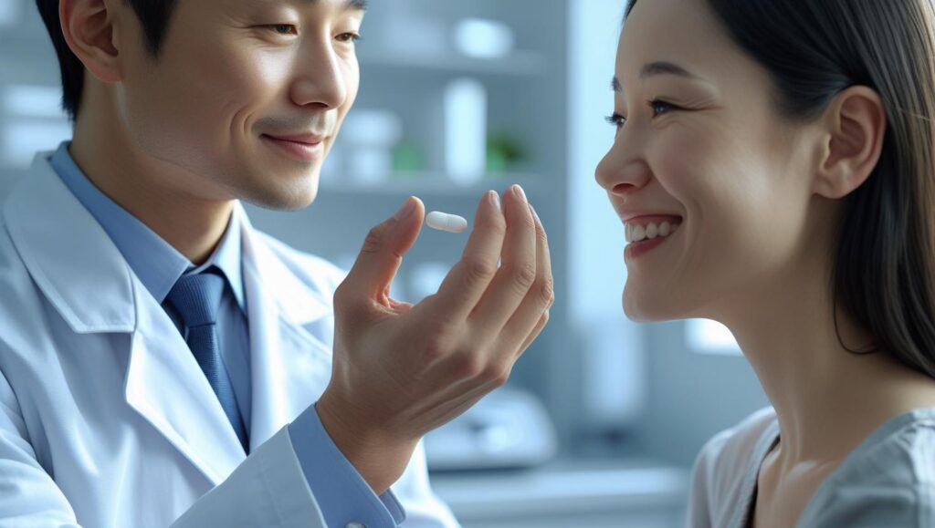 doctor giving a pill
